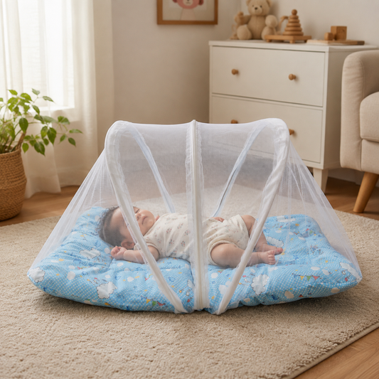 4-Piece CloudNest Luxe Baby Mosquito Net Set – 0–7 Months